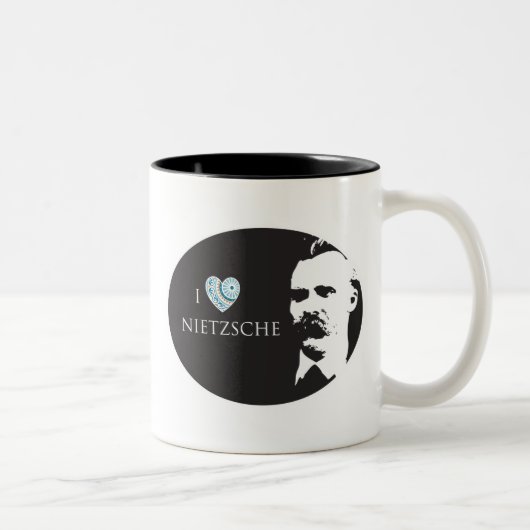 私はNietzscheのマグを愛します ツートーンマグカップ (右)