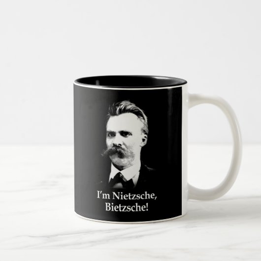 私はNietzsche、Bietzscheです! ツートーンマグカップ (右)