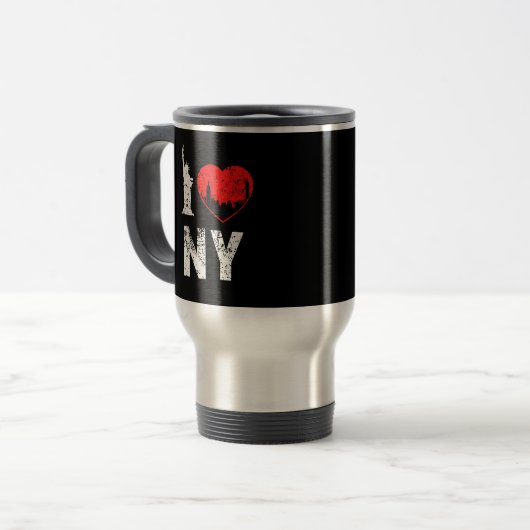 私はNYニューヨーク旅行コーヒー・マグを愛します トラベルマグ (正面左)