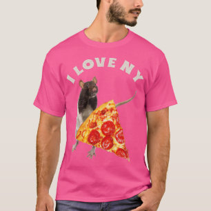 私はNYピザとマウス好きピザラットおもしろいD Tシャツ
