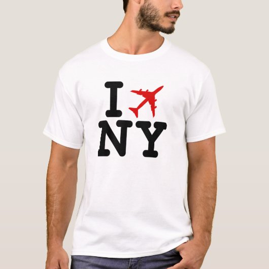 私はNY (I愛NY)の飛行機のTシャツを飛ばします Tシャツ (正面)