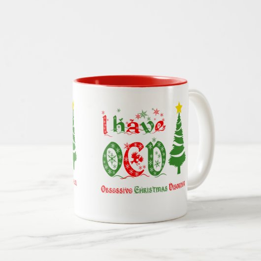 私はOCDの執拗なクリスマスの無秩序色を有します ツートーンマグカップ (正面右)