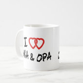 私はOma及びOpaを愛します コーヒーマグカップ (正面左)