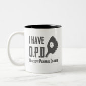 私はOPD強迫性ピックボール障害をおもしろい持つ ツートーンマグカップ (左)