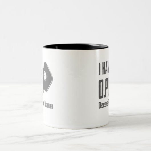 私はOPD強迫性ピックボール障害をおもしろい持つ ツートーンマグカップ (中央)