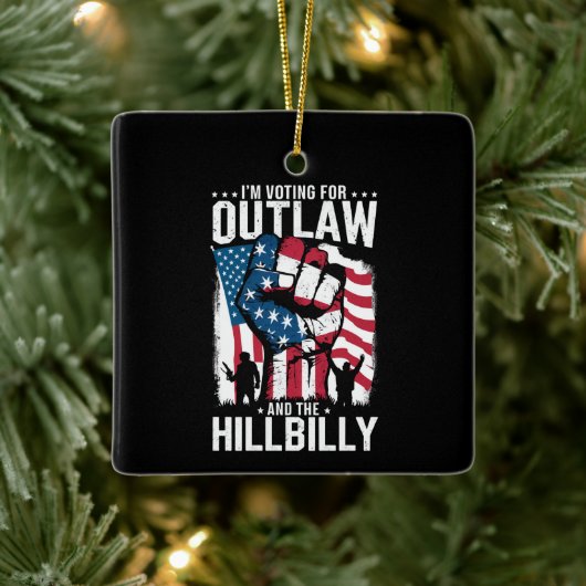 私はOutlawとHillbilly 2024に投票している セラミックオーナメント (ツリー)