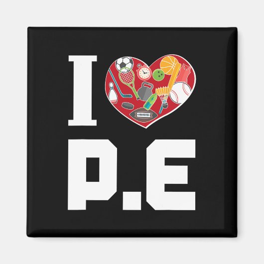 私はP.eが大好き。ジム用先生。 マグネット (正面)