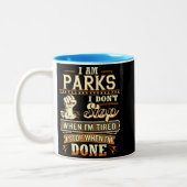 私はParksです。疲れていても止まらない ツートーンマグカップ (左)