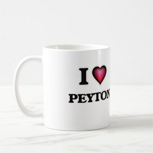 私はPeytonを愛します コーヒーマグカップ (左)