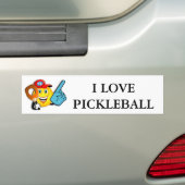 私はPickleballのバンパーステッカーを愛します バンパーステッカー (車上)