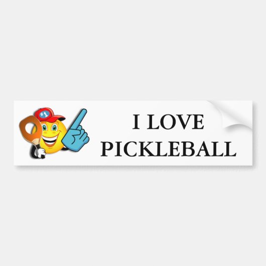私はPickleballのバンパーステッカーを愛します バンパーステッカー (正面)
