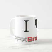 私はPPXBroker.comのマグを愛します コーヒーマグカップ (正面左)