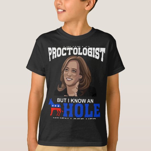 私はproctologistではないが、私がSのとき穴を知っている Tシャツ (正面)