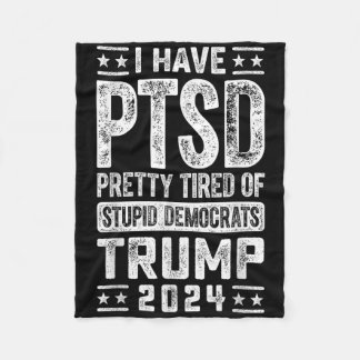 私はPTSDで馬鹿な民主党員にうんざりだ トランプ フリースブランケット