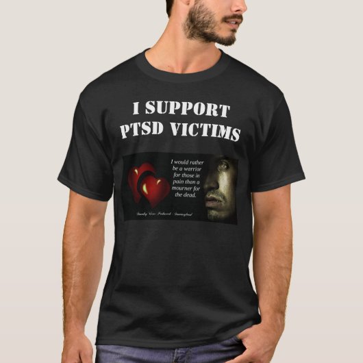 私はPTSD被害者ダークメンズTシャツをサポート Tシャツ (正面)