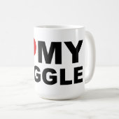 私はPuggleの私のマグを愛します コーヒーマグカップ (正面右)