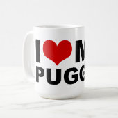 私はPuggleの私のマグを愛します コーヒーマグカップ (正面左)