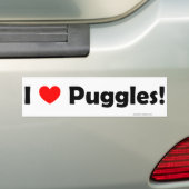 私はPugglesのバンパーステッカーを愛します バンパーステッカー (車上)