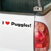 私はPugglesのバンパーステッカーを愛します バンパーステッカー (トラック上)