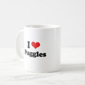 私はPugglesを愛します コーヒーマグカップ (正面左)
