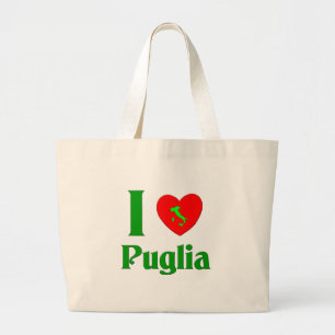 私はPugliaイタリアを愛します ラージトートバッグ