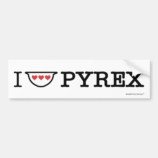 私はPyrex -赤いハートが付いているヴィンテージの混合ボール--を愛します バンパーステッカー (正面)