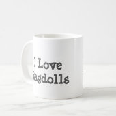 私はRagdollsのマグを愛します コーヒーマグカップ (正面左)