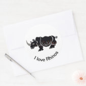 私はRHINOSが大好き – アフリカの野生生物 – 自然- ラウンドシール (封筒)