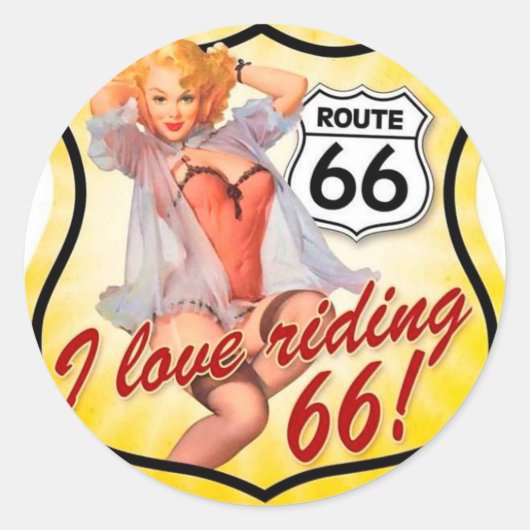 私はRoute 66ピンアップガール謎を解くのが大好き ラウンドシール (正面)