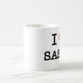 私はSashaを愛します コーヒーマグカップ (中央)