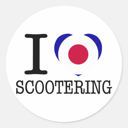 私はScooteringのステッカーを愛します ラウンドシール (正面)