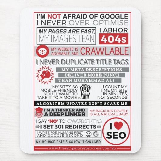 私はSEOのマウスパッドを愛します マウスパッド (正面)