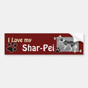 私はShar-peiの私のバンパーステッカーを愛します バンパーステッカー