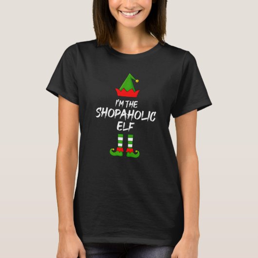 私はShopaholic小妖精や小人マッチングファミリー小妖精や小人Christm Tシャツ (正面)