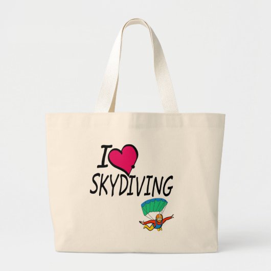 私はSkydivingを愛します ラージトートバッグ (正面)