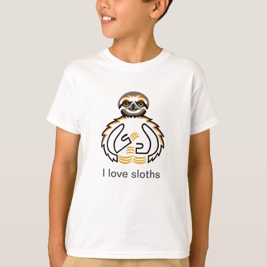 私はSLOTHS大好き – 絶滅危惧動物グラフィック Tシャツ (正面)
