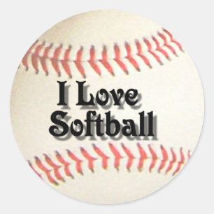 私はSOFTBALL-STICKERを愛します ラウンドシール
