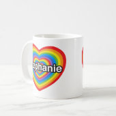 私はStephanieを愛します。 私はStephanie愛します。 ハート コーヒーマグカップ (正面左)