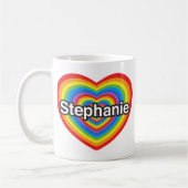 私はStephanieを愛します。 私はStephanie愛します。 ハート コーヒーマグカップ (左)