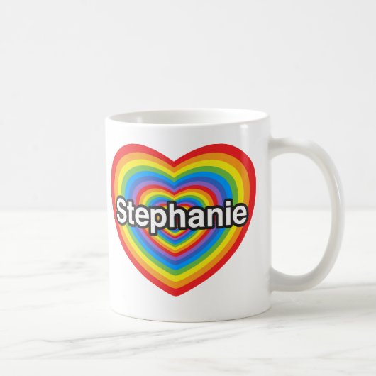 私はStephanieを愛します。 私はStephanie愛します。 ハート コーヒーマグカップ (右)