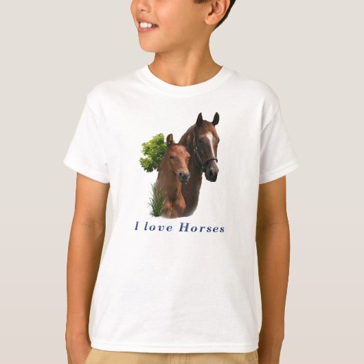 私はTシャツの馬が大好きだ Tシャツ (正面)