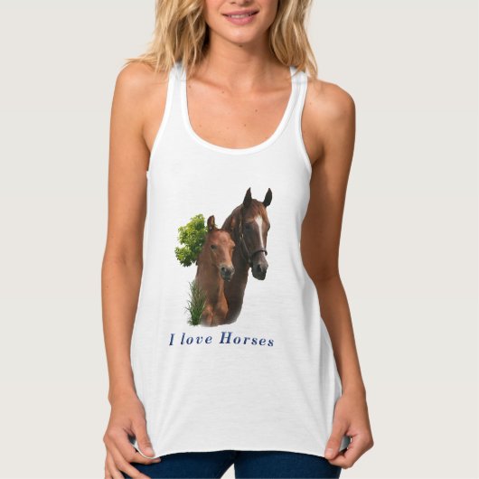 私はTシャツを着る馬が大好きだ タンクトップ (正面)