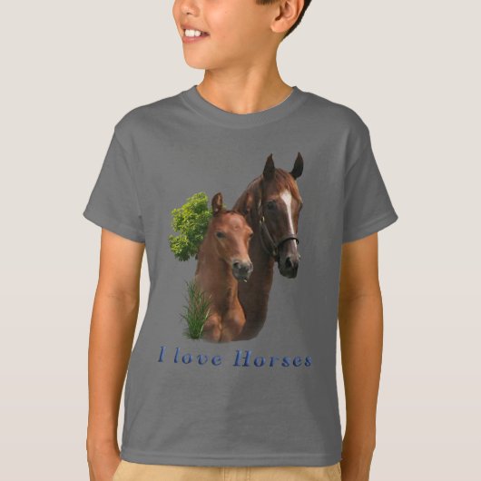 私はTシャツを着る馬が大好きだ Tシャツ (正面)