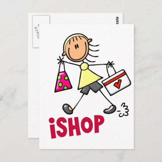 私はTシャツ及びギフト棒の姿の買物をします ポストカード (正面/裏面)