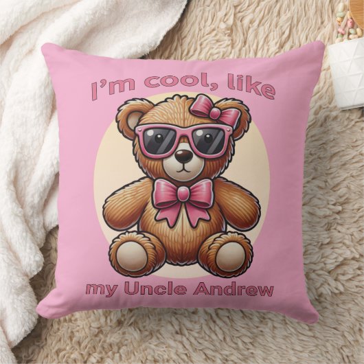 私はTeddy BearでクールPink Bowカスタマイズ可能 クッション (ブランケット)