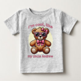 私はTeddy BearでクールPink Bowカスタマイズ可能 ベビーTシャツ