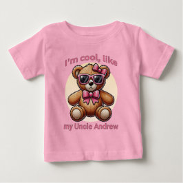 私はTeddy BearでクールPink Bowカスタマイズ可能 ベビーTシャツ