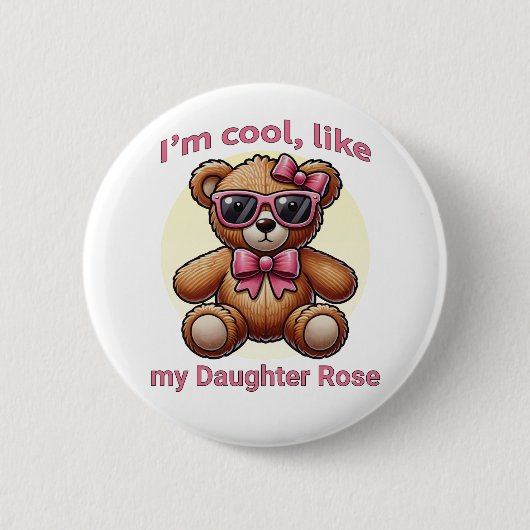 私はTeddy BearでクールPink Bowカスタマイズ可能 缶バッジ (正面)
