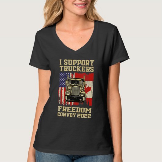 私はTruckers Freedom Convoy 2022 American Caをサポート Tシャツ (正面)