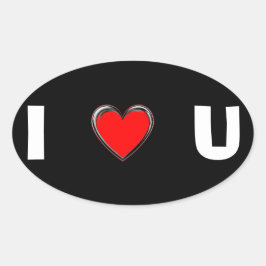 私はUが大好き"ハートアート" 楕円形シール